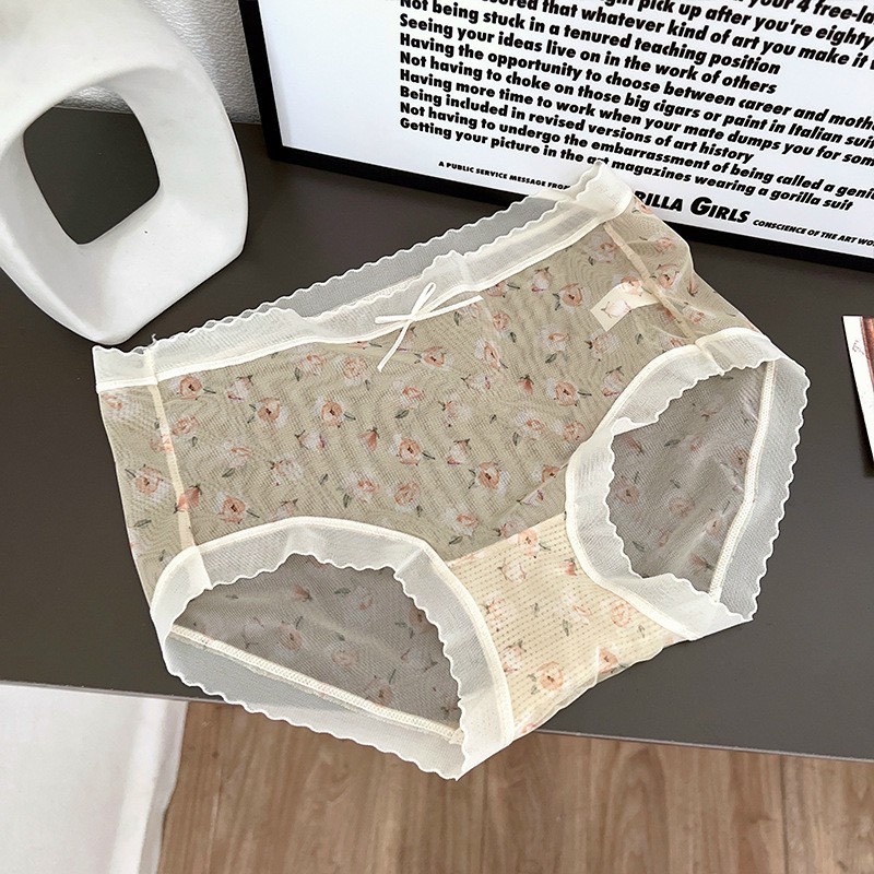Quần Lót Nữ Ren Lưới Họa Tiết Hoa Nhí Dễ Thương 3392