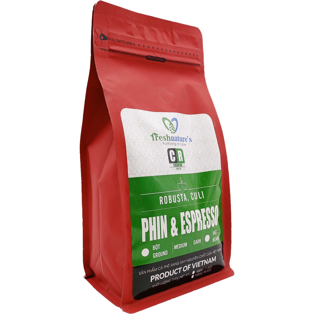 1KG Cà phê bột, nguyên chất - Thơm Ngon, Đậm Đà - Pha phin, pha máy (2 gói 500gr) - CREATIVE