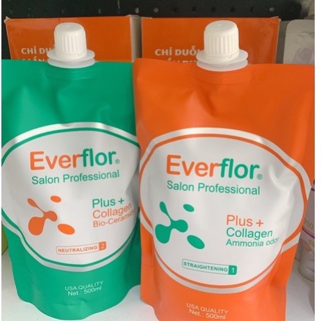 Kem dập duỗi tóc Everflor 500ml (số 1+2)