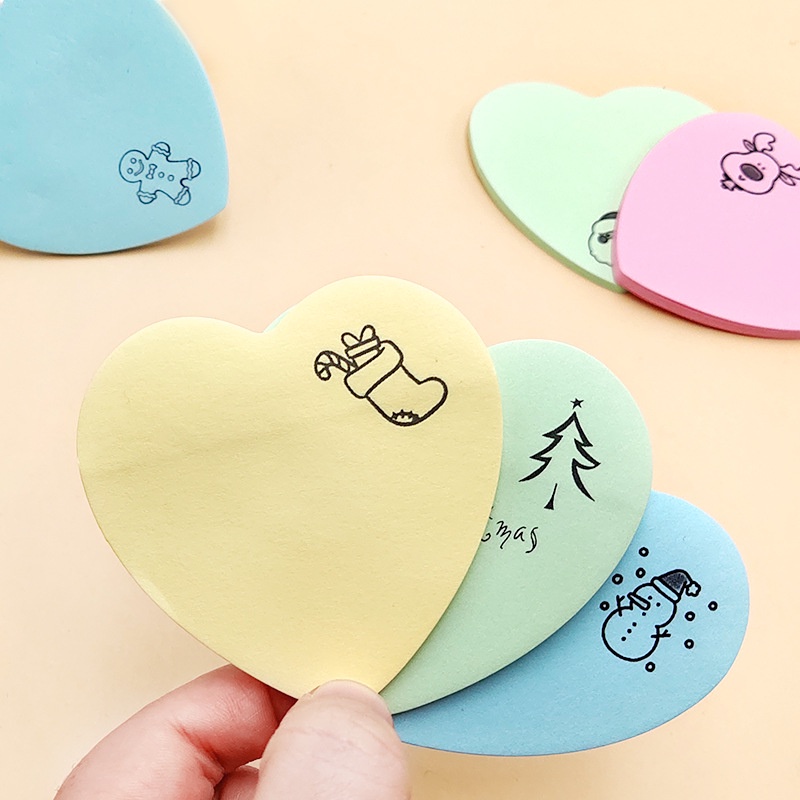 Set 25 giấy ghi chú dán tường hình trái tim đơn giản sáng tạo dễ thương cho học sinh