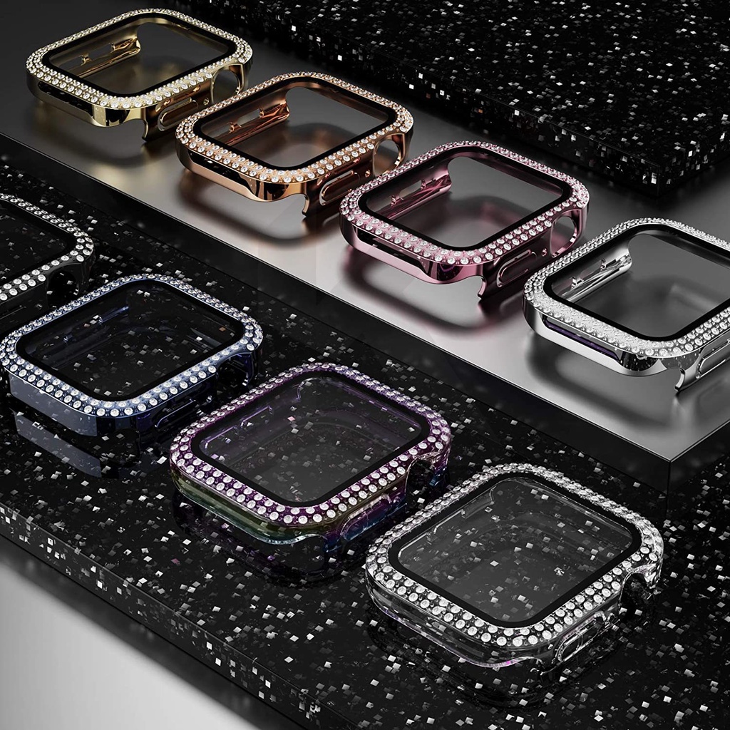 Ốp Bảo Vệ Mặt Đồng Hồ Đính Đá Lấp Lánh Cho Apple watch 41mm 45mm 40mm 42mm 38mm series 7 3 4 5 6 se