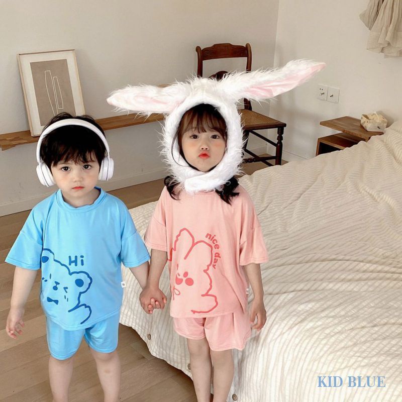 Bộ Quần Áo Tay Ngắn In Hoạt Hình Thời Trang Mùa Hè Xinh Xắn Cho Bé