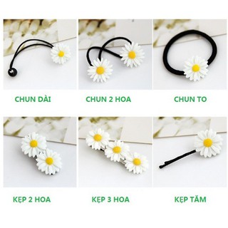 Dây chun buộc tóc - kẹp buộc tóc hoa cúc trắng