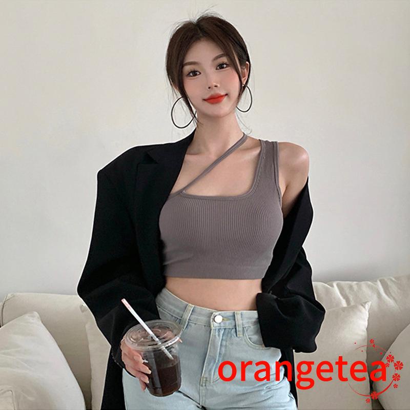 Áo Tank Top Hai Dây Màu Trơn Dáng Chữ U Gợi Cảm Cho Nữ