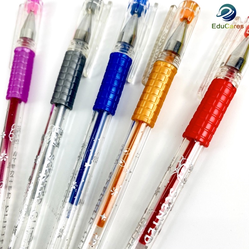 Hộp 12 Bút nhũ kim tuyến viết ghi thiệp Scented Glitter - 5 màu lung linh Bạc, Cam, Xanh dương, Đỏ, Hồng