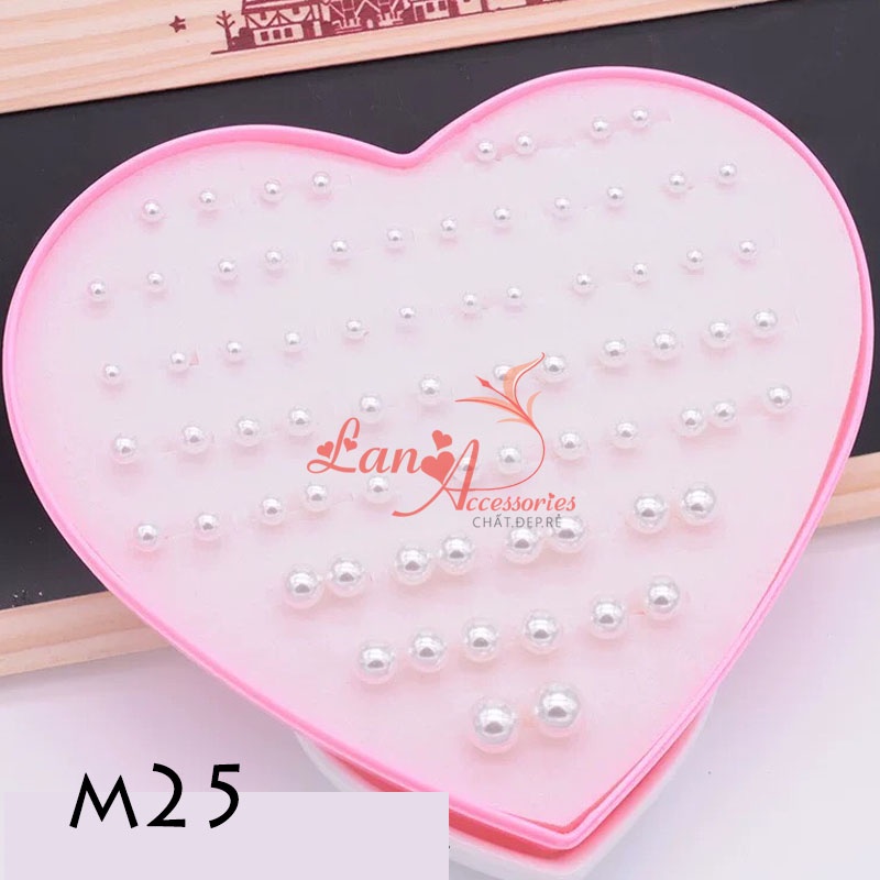 Hộp 36 đôi bông tai nữ Hàn Quốc LA-BT001 màu hồng dễ thương