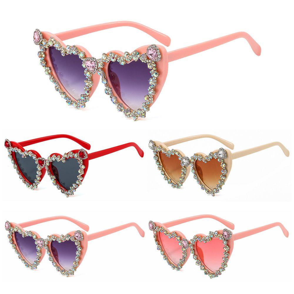 MELODG Kính Mát Hình Trái Tim Lấp Lánh Phong Cách Hip Hop Cho Nữ