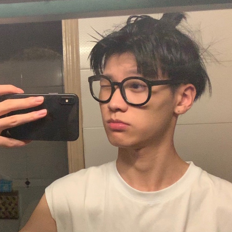 Mắt Kính Gọng Đen Phẳng Phong Cách Harajuku Hàn Quốc