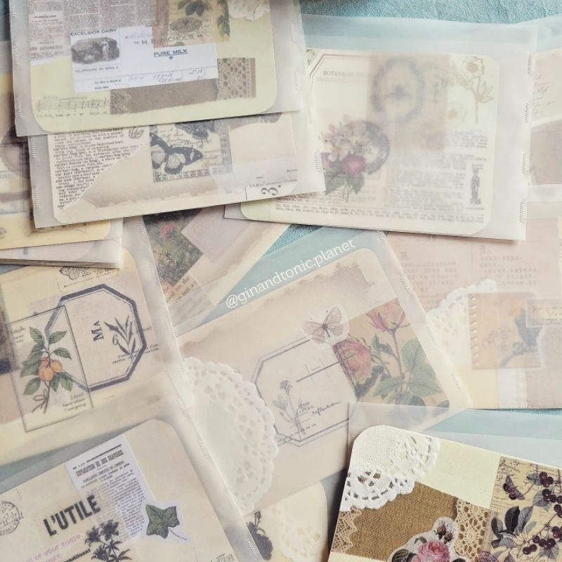 Túi giấy quà tặng vintage trang trí theo phong cách bullet journal - ginandtonic