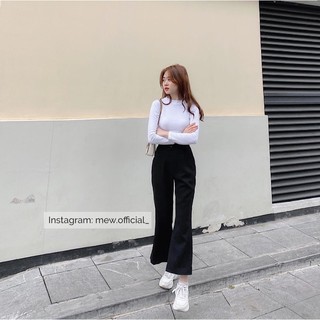 Quần ống loe cạp cao, ảnh chụp thật