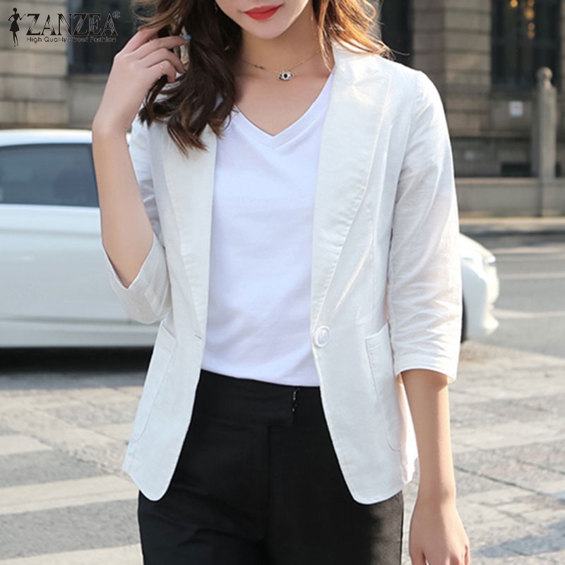 Áo khoác blazer ZANZEA mỏng tay lỡ thời trang cho nữ