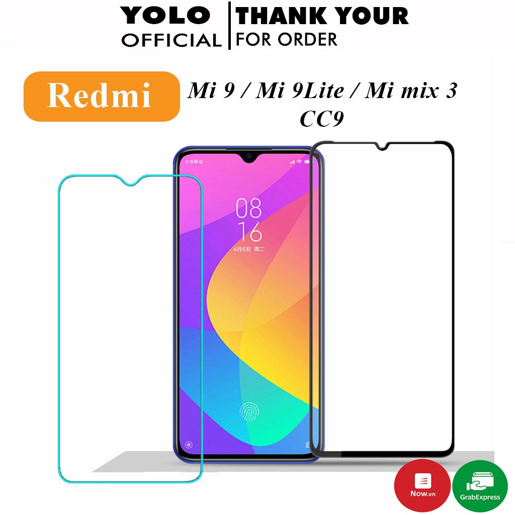 Kính Cường Lực Xiaomi Mi mix 3 Mi 9 Mi 9 Lite Mi CC9 Full màn Trong Suốt 9D 21H Cảm ứng mượt
