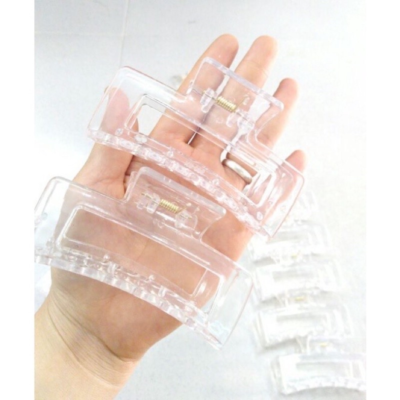 Kẹp tóc vuông dài 10cm nhựa acrylic bền đẹp màu trong suốt phong cách Hàn Quốc