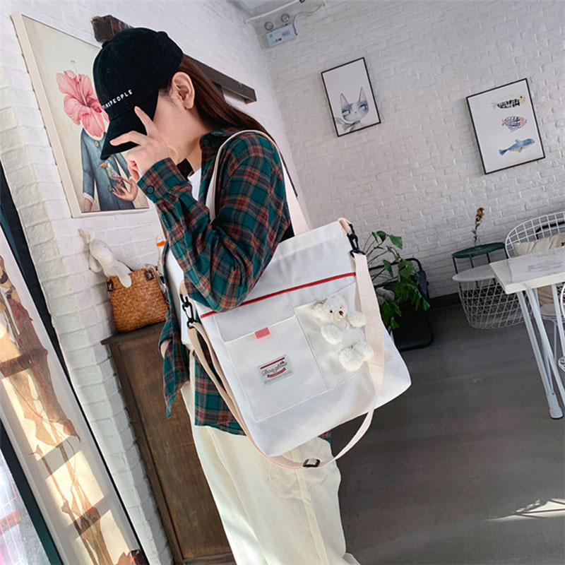 Túi vải canvas đeo chéo phong cách Hàn Quốc thời trang đơn giản dành cho nữ