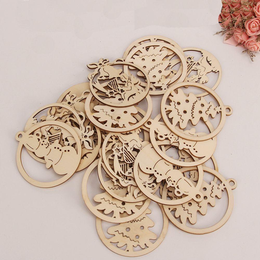 Set 10 Phụ Kiện Treo Trang Trí Cây Thông Noel DIY Bằng Gỗ