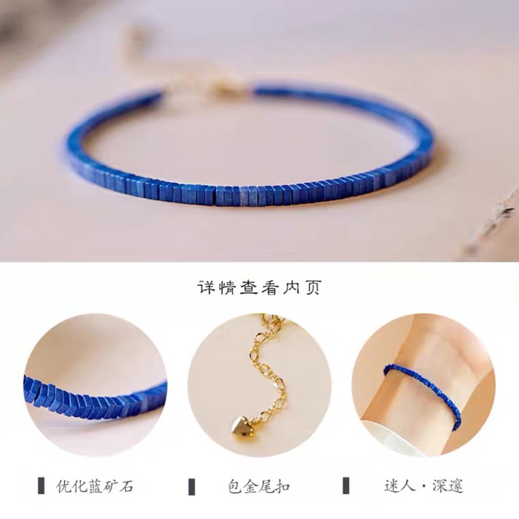 [Hàng Mới Về] Vòng Tay Chuỗi Hạt Đá Xanh Lam Phong Cách Cá Tính Thời Trang Mùa Hè Cho Nữ