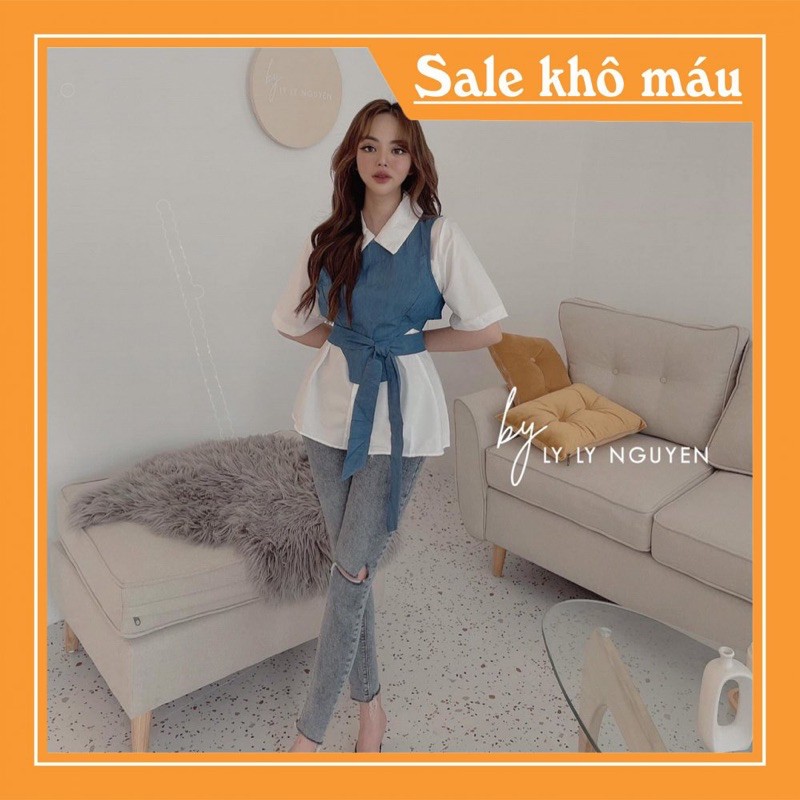 Sét Áo 2 Món Cá Tính Sơ Mi Thô Nhẹ QC Cực Đẹp Mix Ngoài Yếm Bò Thô  Đình Hải [ 𝐅𝐑𝐄𝐄 𝐒𝐇𝐈𝐏 ]may phom thiết kế chuẩn mẫu