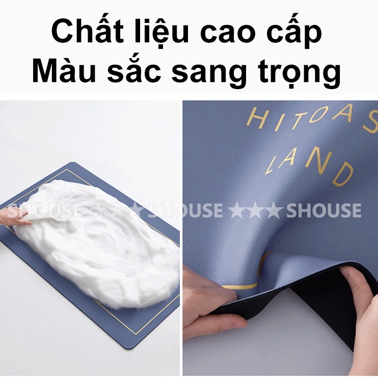 Thảm Chùi Chân lau chân Silicon siêu thấm hút nước vân đá đế cao su chống trơn trượt phòng tắm cao cấp khách sạn