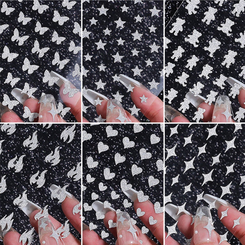 Giấy Foil 3D Ánh Bạc Lấp Lánh Dán Móng Nghệ Thuật
