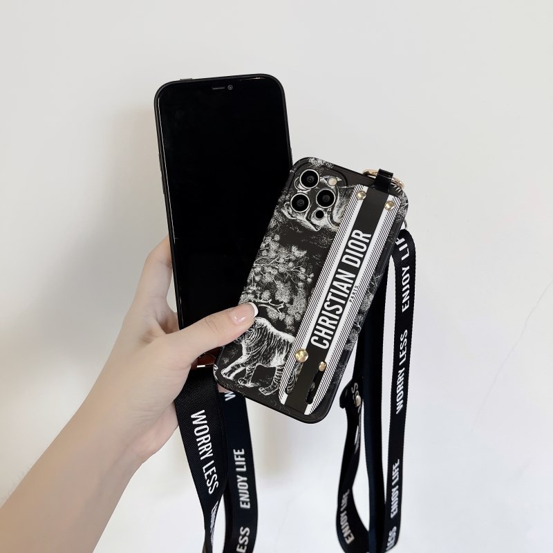 Ốp Điện Thoại IMD Họa Tiết Hoa Có Dây Đeo Cho IPhone 12 Pro Max X XS Max XR 8 7 Plus 11 14 Pro Max
