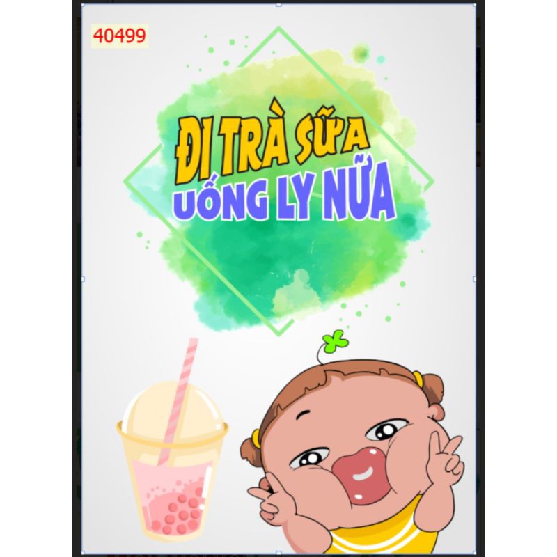 Combo 3 bức tranh Lụa dán quán trà sữa 3D trang trí quán KT 40x80cm x 3 tấm