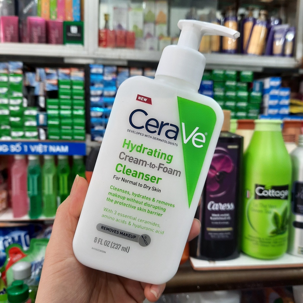 Sữa rửa mặt tẩy trang Cerave Hydrating Cream-to-Foam Cleanser 237ml