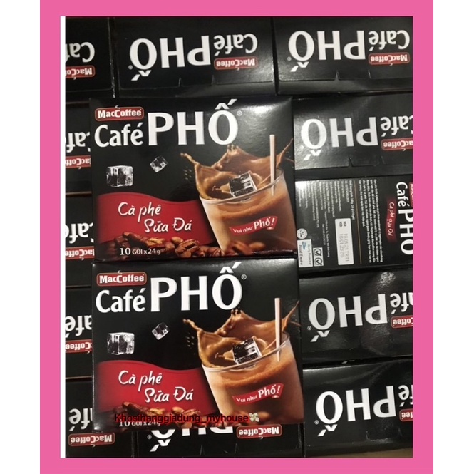 10 gói Cà phê sữa đá MacCoffee Café Phố 24g tặng kèm 2 gói trà sữa và trân châu dùng thử