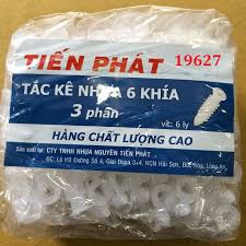 Bộ 10 Tắc Kê Nhựa 6 Khía Tiến Phát  đủ size (loại dẻo) Từ 2 Phân - 7 Phân Dùng Cho Ốc Từ 5 Li - 12 Li