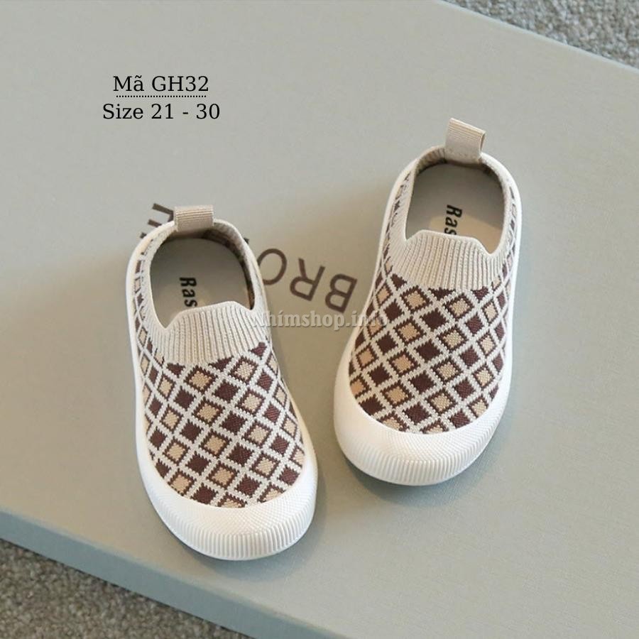 Giày lười bé trai len cổ thun co giãn thoáng mát mùa hè phù hợp cho trẻ em 1, 2, 3, 4, 5 tuổi đi học đi biển GH32