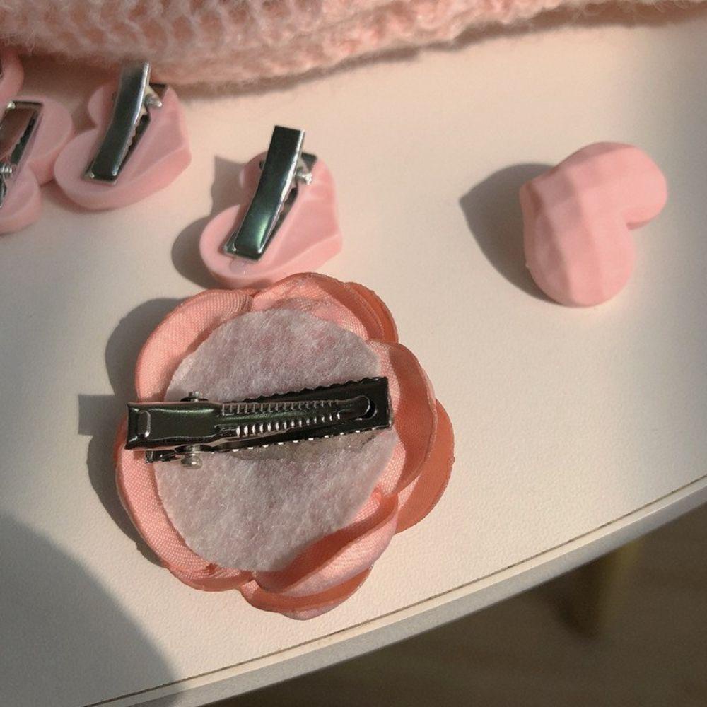 FORBETTER Kẹp Tóc Hình Trái Tim Đính Hoa Trà Ngọt Ngào Cho Nữ