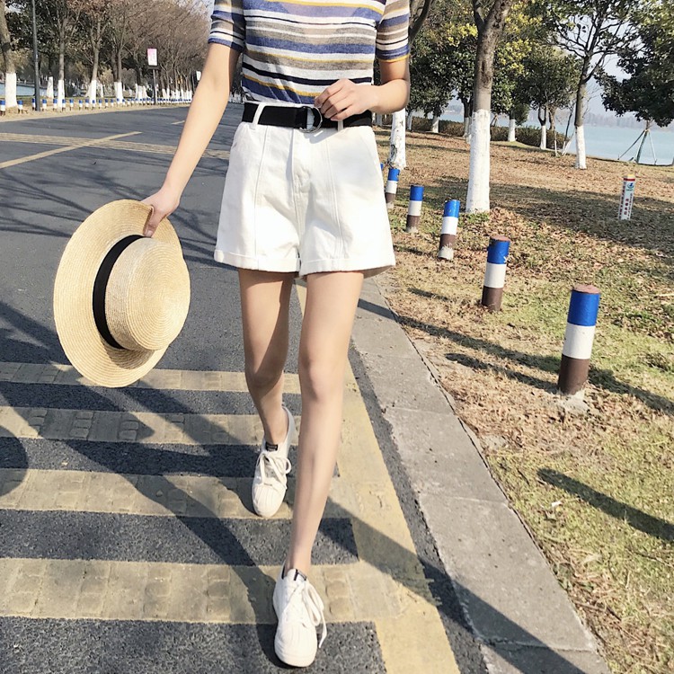 Xiaozhainv Quần short phối thắt lưng phong cách cá tính thời trang cho nữ