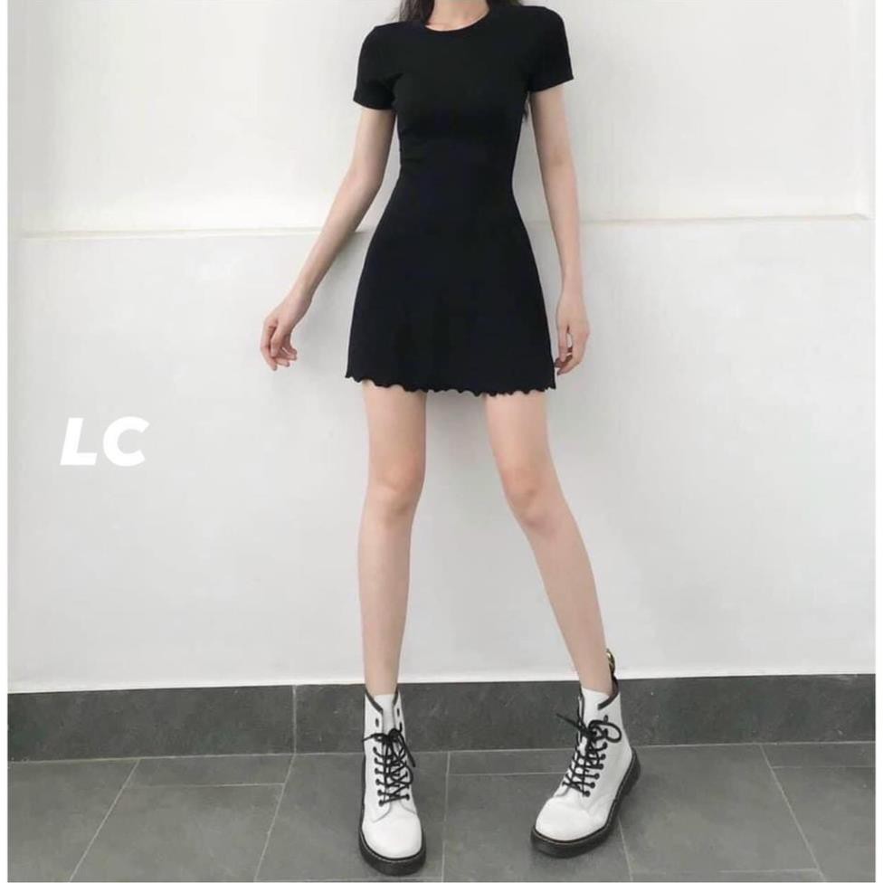 Đầm Thun Ôm Dáng Ngắn Đuôi Bèo - H.ANNN - Váy thun nữ body chân váy xòe Ulzzang | BigBuy360 - bigbuy360.vn