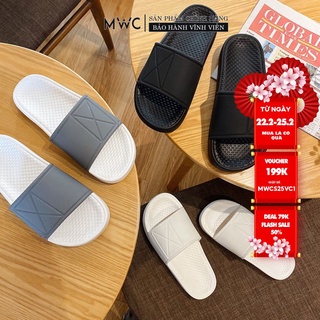 Dép mwc 7646- dép nam quai ngang đế cao su mềm quai da pu kiểu dáng basic, dép nam kiểu dáng đẹp, đi êm chân, mẫu mới