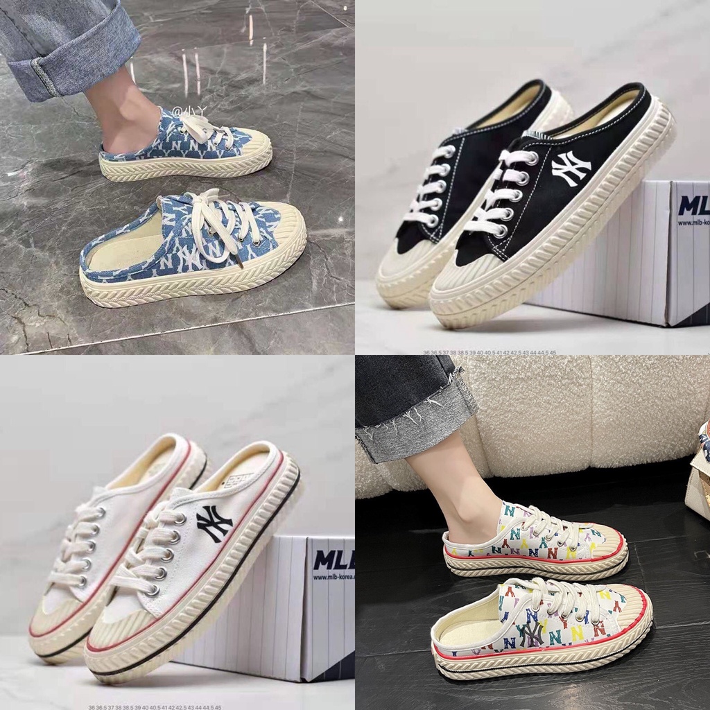 Giày sục nữ MLB ny lười các màu Hot trend Đen Trắng Xanh thể thao sneaker