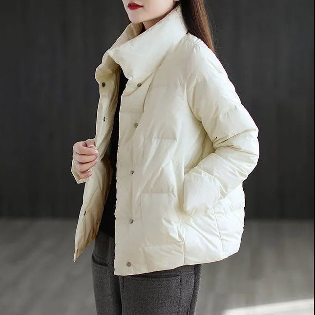 Áo Khoác Phao Đệm Cotton Màu Trơn Cổ Đứng Phong Cách Hàn Quốc Thời Trang Mùa Đông Mới Cho Nữ