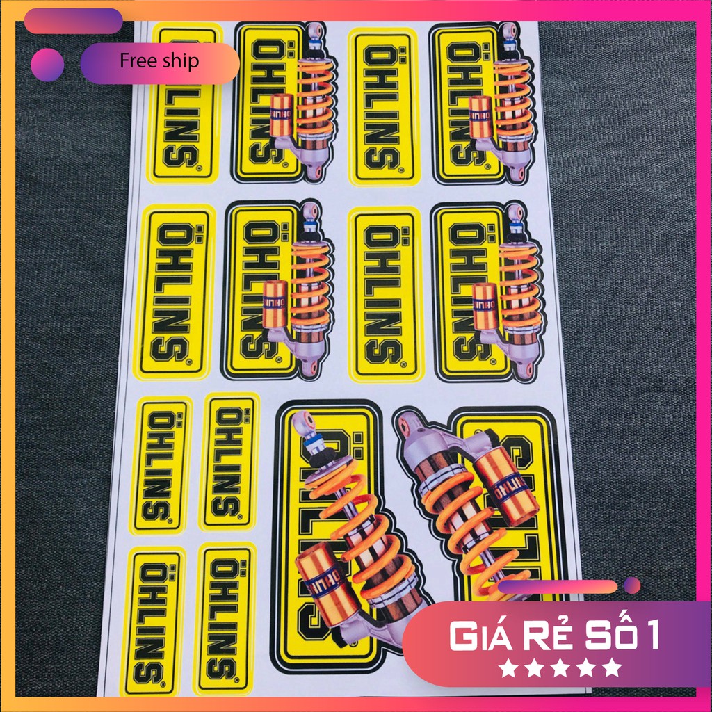 [GIÁ GỐC] Tem tấm ohlin trang trí xe máy SIÊU SẮC NÉT (màu vàng)