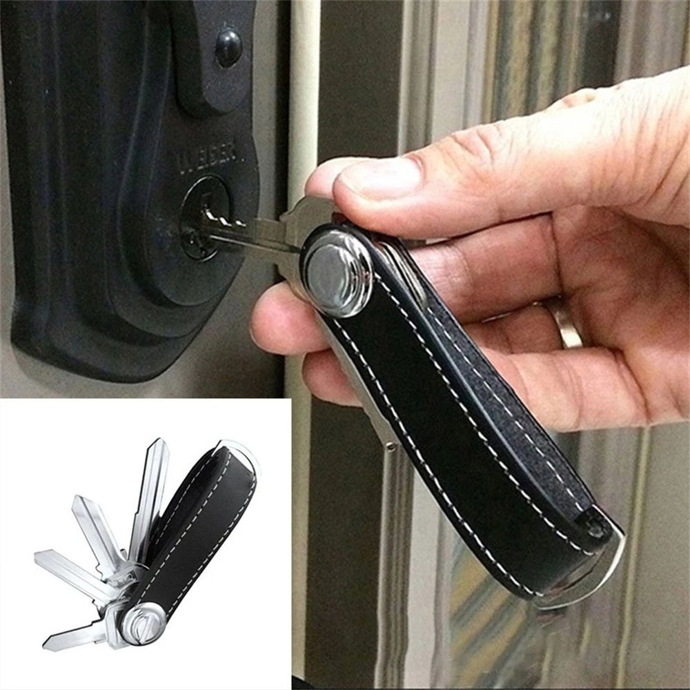 Móc khóa giữ chìa khóa xe hơi da PU đa năng thông dụng nhỏ gọn nhiều màu sắc tùy chọn dành cho nam