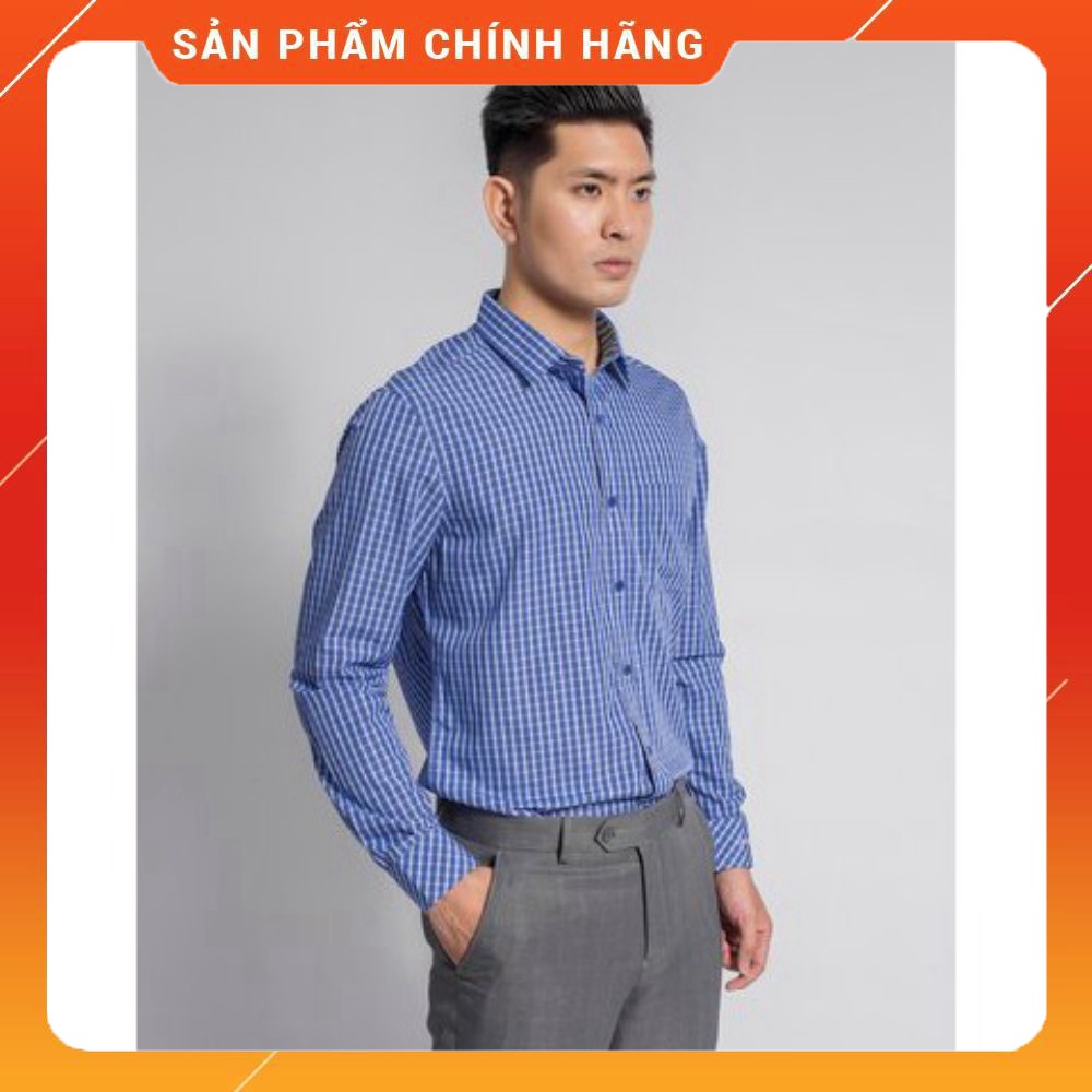 (Aristino chính hãng) Áo sơ mi dài tay Aristino ALS62508 màu Kẻ ô xanh nước biển