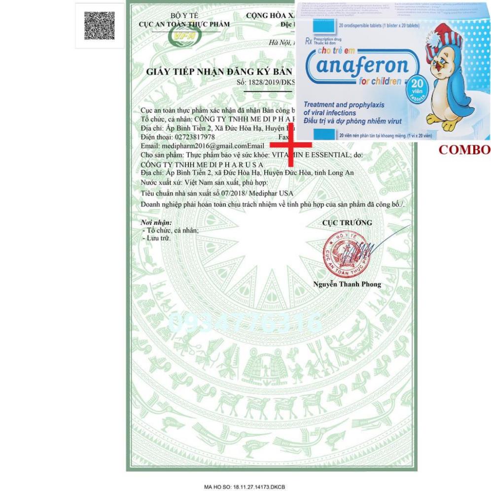 Combo Chim cánh cụt Nga+ ✅ Vitamin E Natural Mediphar USA Viên uống hỗ trợ đẹp da