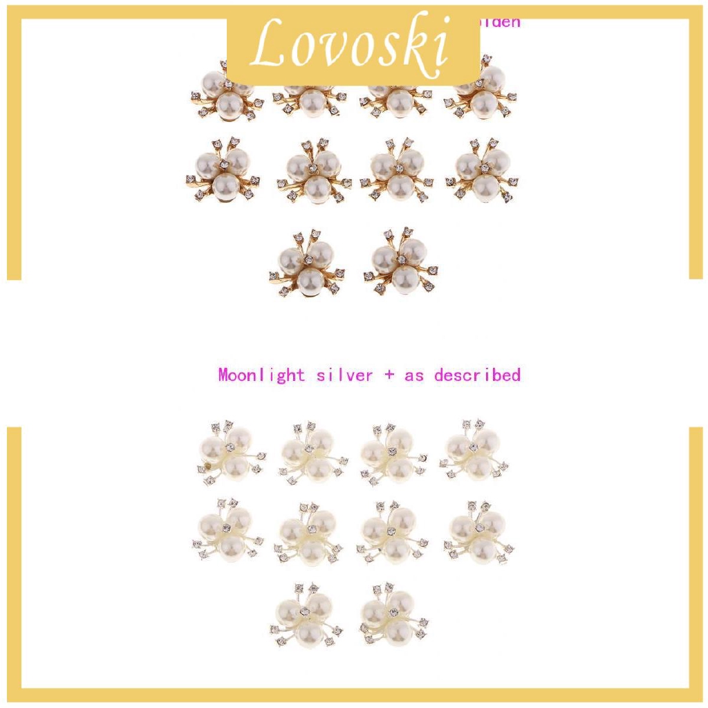 Bộ 10 Nút Hợp Kim Đính Đá Và Ngọc Trai Dùng Làm Đồ Thủ Công DIY