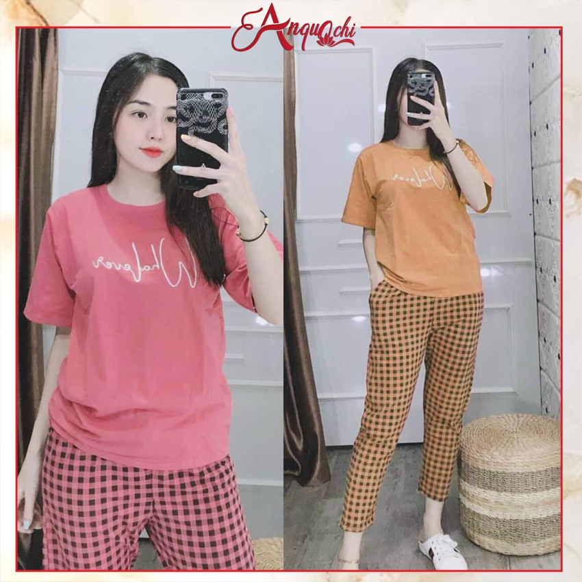Đồ Bộ Nữ Mặc Nhà Bigsize Đẹp Thun Cotton Nữ Mặc Ngủ Ở Nhà Dễ Thương Quần Dài Cute Diễm Quỳnh S038