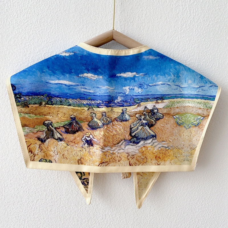 Khăn Choàng Cổ Có Thể Tháo Rời In Hình Tranh Sơn Dầu Phong Cảnh Vintage Thanh Lịch Cho Nữ