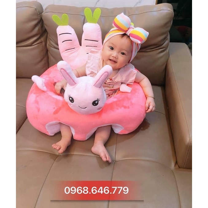 Ghế tập ngồi thú nhồi bông hình con thỏ màu hồng (có sẵn bông)
