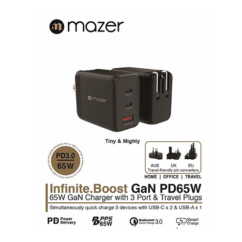 Củ Sạc Nhanh Mazer Infinite.BOOST SuperMINI GaN PD65W - Hàng Chính Hãng