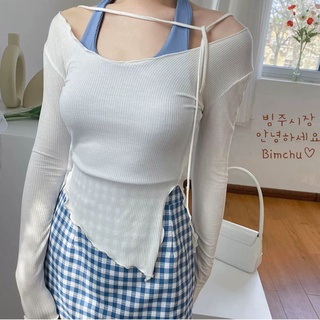Áo len mỏng dài tay xẻ tà nữ tính chất mềm mại phong cách hàn quốc - s65