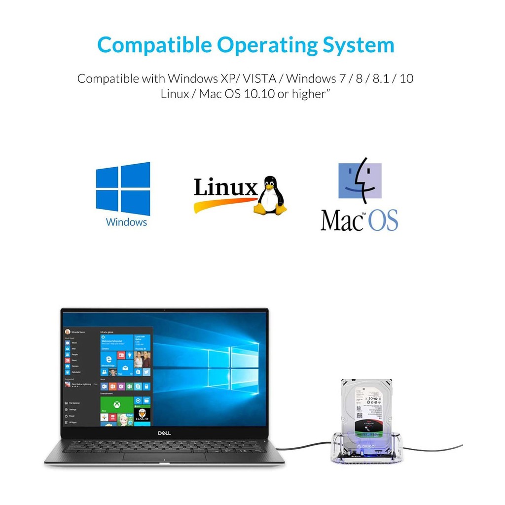 Trạm Sạc Ổ Cứng Orico Dòng 6139C3 10 Gbps USB 3.1 Gen2 Type-C Thiết Kế Trong Suốt Cho HDD 2.5/3.5