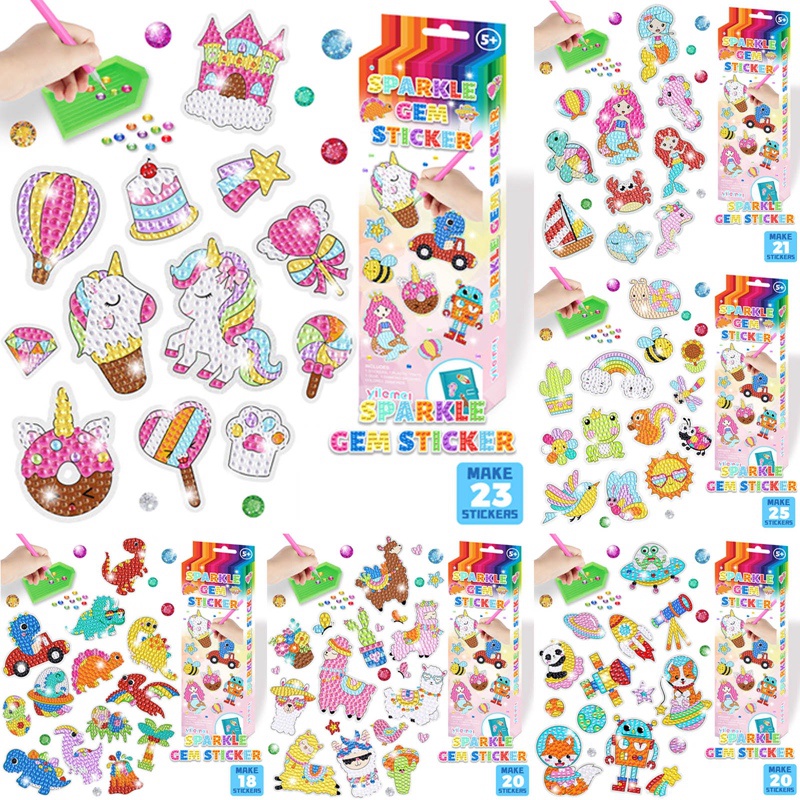 Bộ Tranh Đính Đá Tự Làm Họa Tiết Đá Lấp Lánh Dành Cho Bé Trai Gái 5 Tuổi