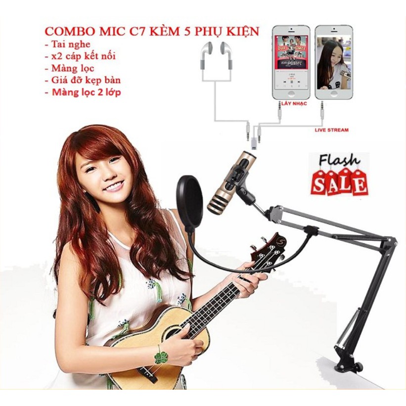 Bộ Micro C7 - C16 Kèm Giá Đỡ Màng Lọc Âm, Chuyên Karaoke, Hát Livestream Cực Hay , Giá Rẻ, Bảo Hành 6 Tháng