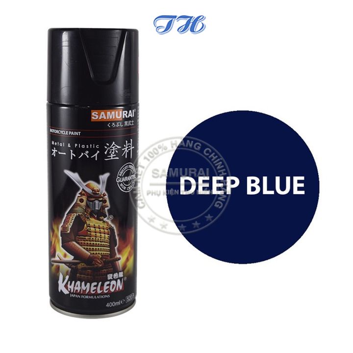 Sơn Xịt Samurai chuyên dùng cho xe máy màu xanh dậm 23/116 chống cháy, chống rạn nứt, vòi xịt chống chảy