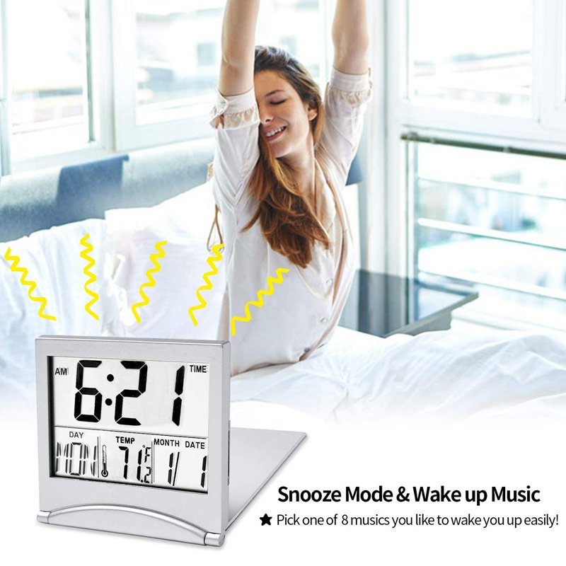 Đồng Hồ Báo Thức Kỹ Thuật Số Hiển Thị Nhiệt Độ 12 / 24H Để Bàn
